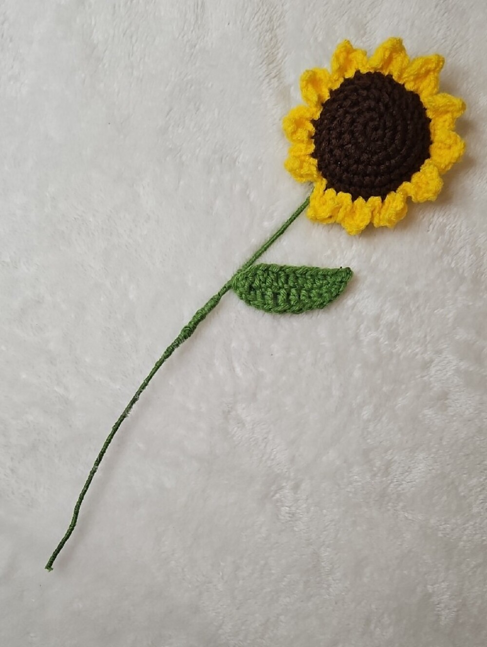 Handmade Crochet Sunflower Stem Long Flower Bouquet Piece (New)